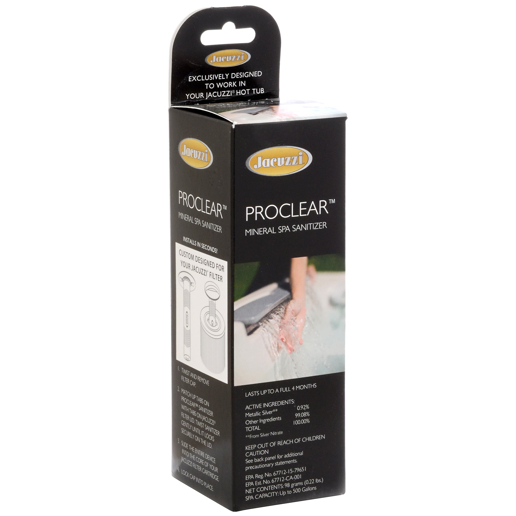 jacuzzi proclear mineral sanitizer, hot tub minerals, prolear, silver ion 