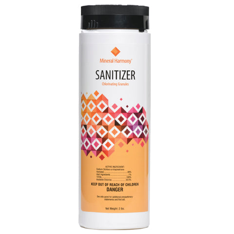 mineral harmony sanitizer, hot tub chlorine, spa chlorine, sodium di-chlor, hot tub sanitizer, spa sanitizer